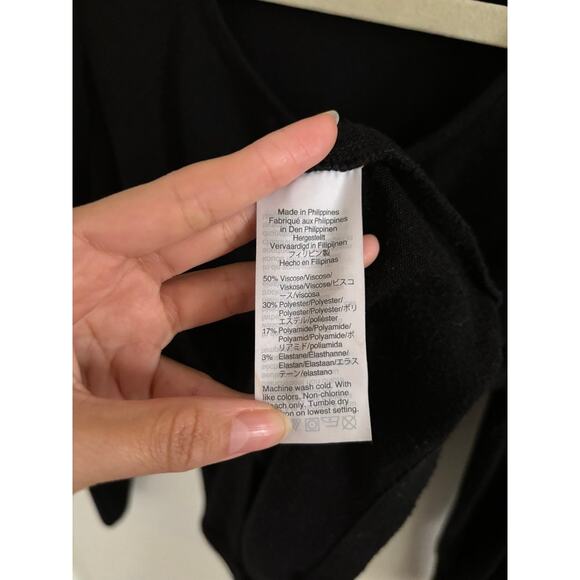 Madewell Top Women's Medium Black Puff Long Sleeve Scoopneck Blouse Soft - Picture 7 of 8